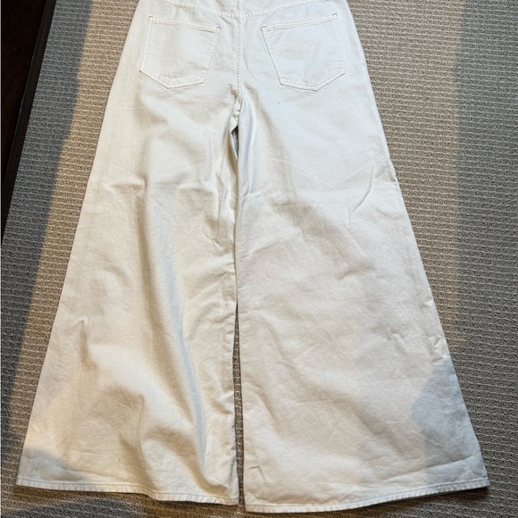 Free People Wide Leg Pull On Pants Size 31 Ivory White Denim Jeans‎ - Picture 5 of 5